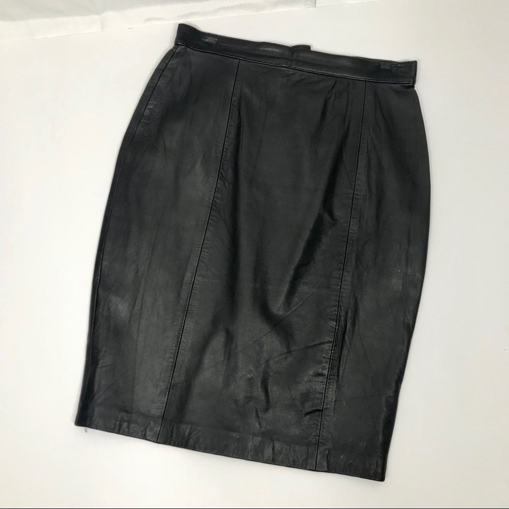 Vintage Genuine Leather Pencil Skirt